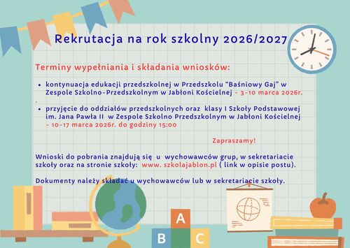 Rekrutacja   na rok szkolny 2026/2027